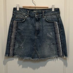 Free People Embellished Distressed Skirt